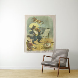 Vintag Hey Diddle Diddle Kinderzimmer Rhyme wieder Wandteppich