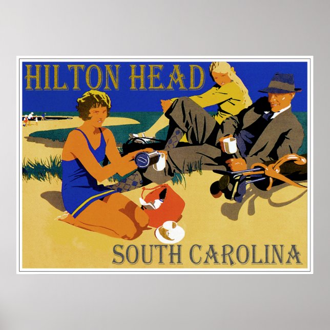 Vintag Hilton Head Beach Szene Poster (Vorne)
