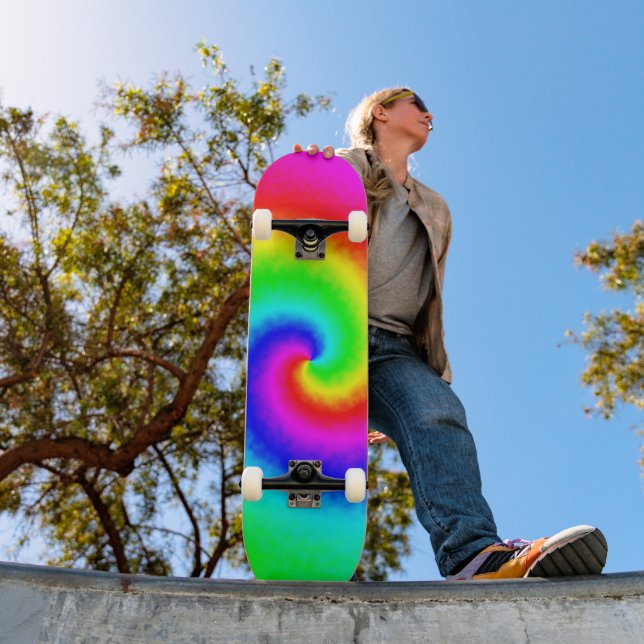 Vintag Hippie Boho Gefärbte Krawatte Psychedelic T Skateboard (Außenbereich 1)