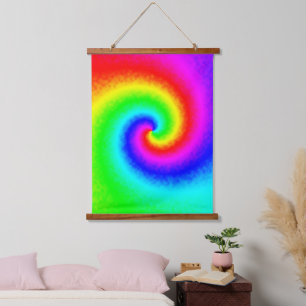Vintag Hippie Boho Gefärbte Krawatte Psychedelic T Wandteppich Mit Holzrahmen