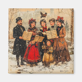 Vintag Holiday Carolers Magnet