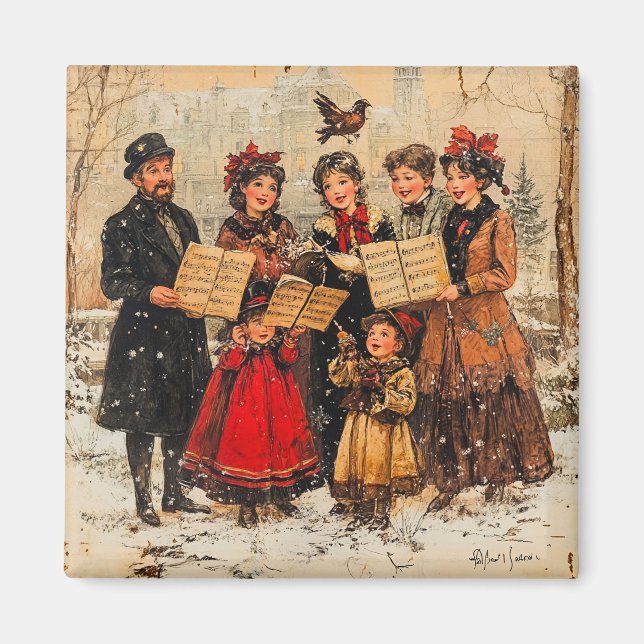 Vintag Holiday Carolers Magnet (Vorne)