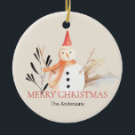 Vintag Holiday Snowman Weihnachten Keramik Ornamen Keramik Ornament<br><div class="desc">Personalisieren Sie den benutzerdefinierten Text oben. Sie können auch die Hintergrundfarbe ändern. Weitere Koordinationsgegenstände finden Sie in unserer Kollektion "Vintager Holiday Snowman".</div>