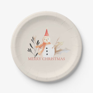 Vintag Holiday Snowman Weihnachten Pappteller
