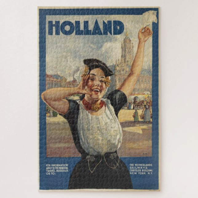 Vintag Holland Air Travel Illustration (Vertikal)