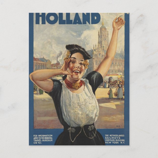 Vintag Holland Air Travel Postkarte (Vorderseite)