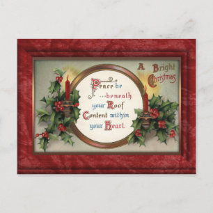 Vintag Holly and Candles Weihnachten Postkarte