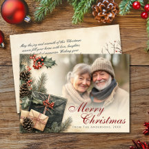 Vintag Holly Berries Beige Foto Weihnachten