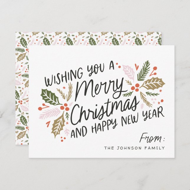 Vintag Holly Bright Typografie Weihnachten (Vorne/Hinten)