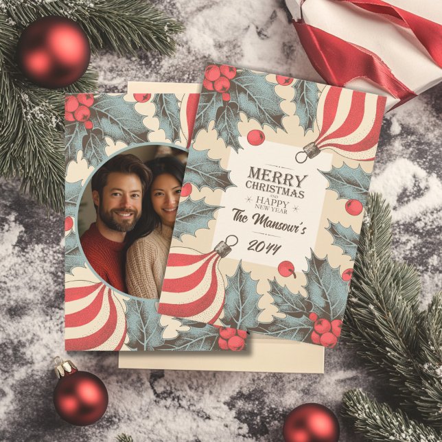 Vintag Holly Christmas Feiertagskarte (Von Creator hochgeladen)