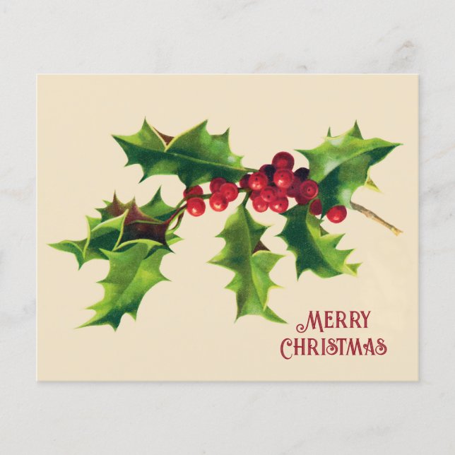 Vintag Holly Christmas Gruß (Vorderseite)