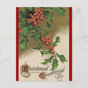 Vintag Holly Postcard Postkarte