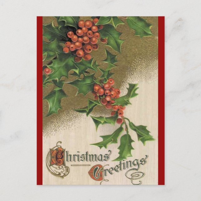 Vintag Holly Postcard Postkarte (Vorderseite)