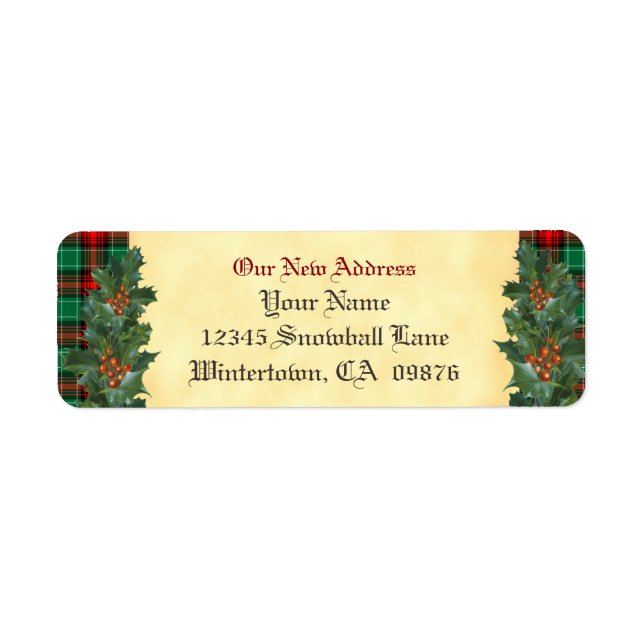 Vintag Holly Red Green Kariert Holiday New Address (Vorne)
