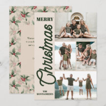 Vintag Holly und Berries Frohe Weihnachten Foto