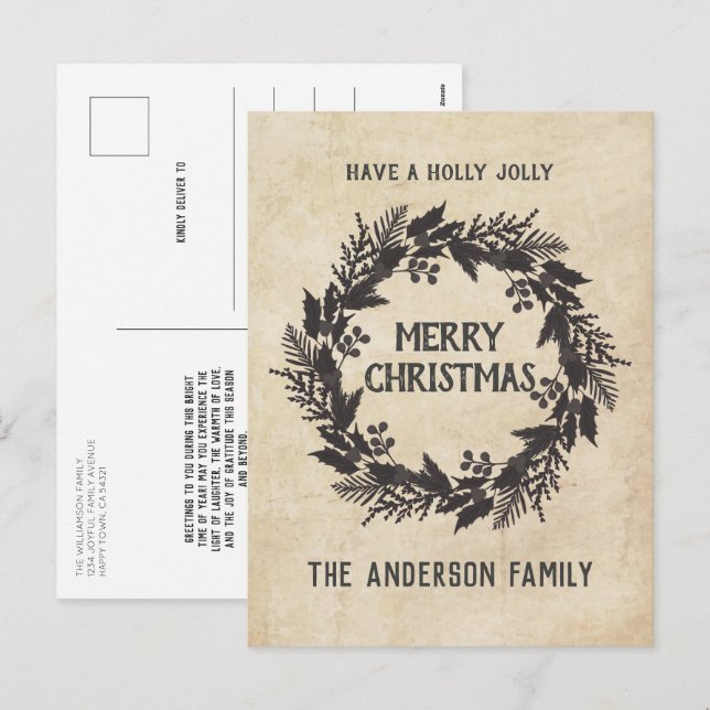 Vintag Holly Verlasse Kareth Weihnachten (Vorne/Hinten)