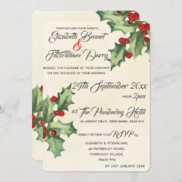 Vintag Holly Wedding Einladung