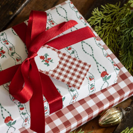 Vintag Holly Wrapping Paper Geschenkpapier Set