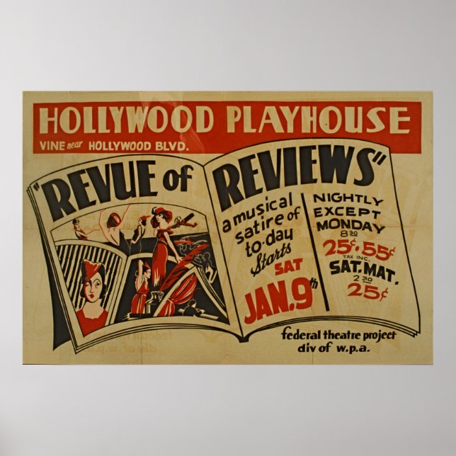 Vintag Hollywood Playhouse Music Poster (Vorne)