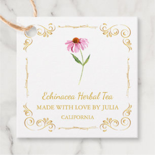 Vintag Homemade Echinacea Tea Square Hang Tag Geschenkanhänger