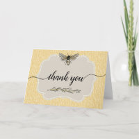 Vintag Honey Bee Rustic Elegant Yellow Vielen Dank