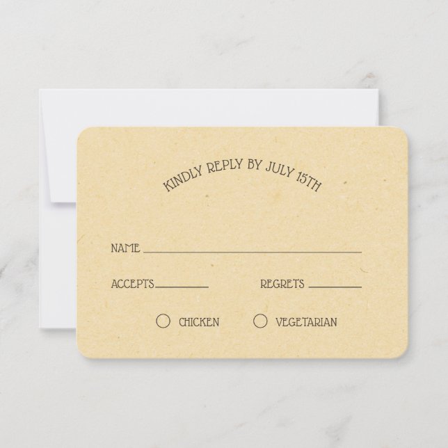 Vintag Honeybee Wedding RSVP Karte (Vorderseite)