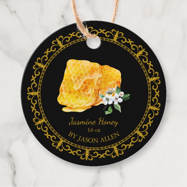 Vintag Honeycomb Jasmine Infused Honey Hang Tag Geschenkanhänger (Vorderseite)