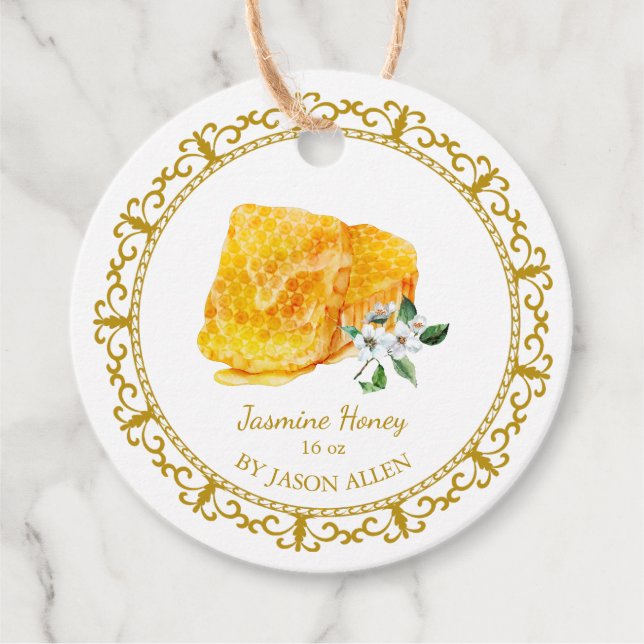 Vintag Honeycomb Jasmine Infused Honey Hang Tag Geschenkanhänger (Vorderseite)