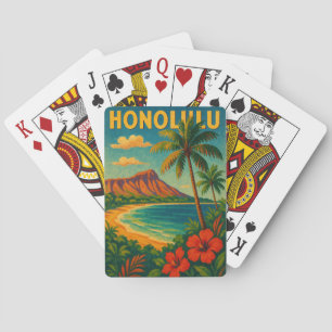 Vintag Honolulu Oahu Hawaii Beach Hawaii Reise Spielkarten