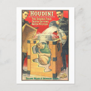 Vintag Houdini Water Mystery Advertising Postkarte