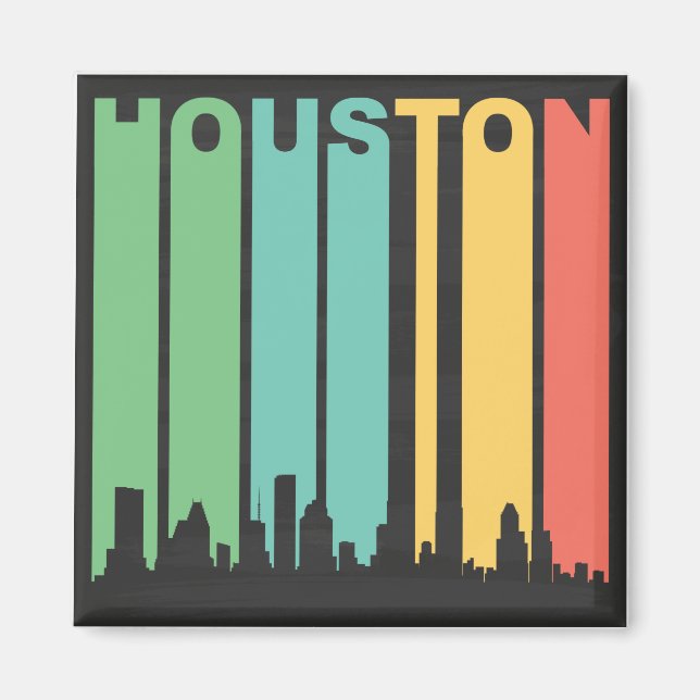 Vintag Houston Cityscape Magnet (Vorne)
