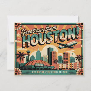 Vintag Houston Postcard   Grüße aus Houston Postkarte