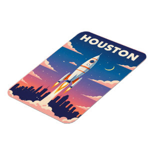 Vintag Houston Space City Magnet