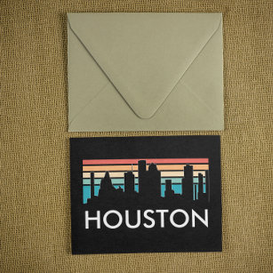 Vintag Houston Texas Sunset Colorful Skyline Postkarte