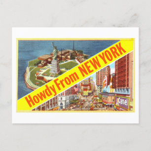 Vintag Howdy aus New York Postkarte