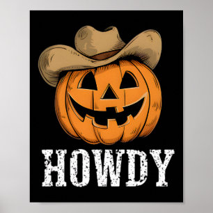 Vintag Howdy Pumpkin Cowboy Western Poster
