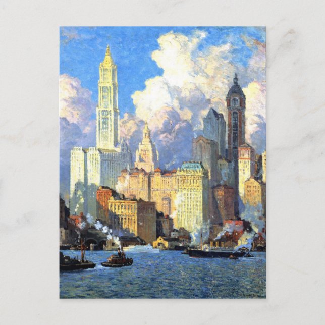 Vintag Hudson River Waterfront Postkarte (Vorderseite)