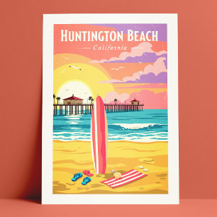 Vintag Huntington Beach California Postkarte