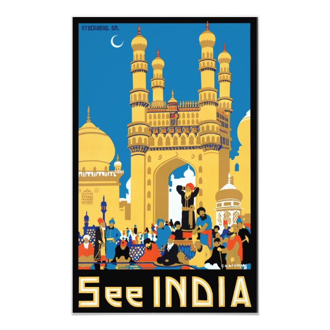 Vintag Hyderabad India Travel Poster (Vorne)