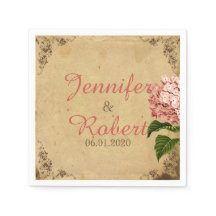 Vintag Hydrangea Wedding Napkin
