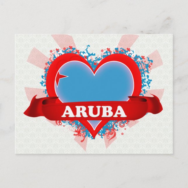 Vintag I Liebe Aruba Postkarte (Vorderseite)