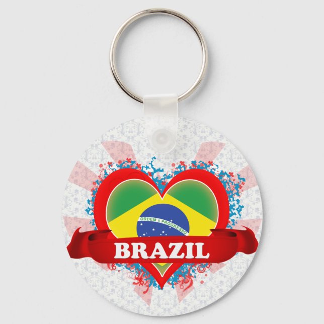 Vintag I Liebe Brasilien Schlüsselanhänger (Vorderseite)