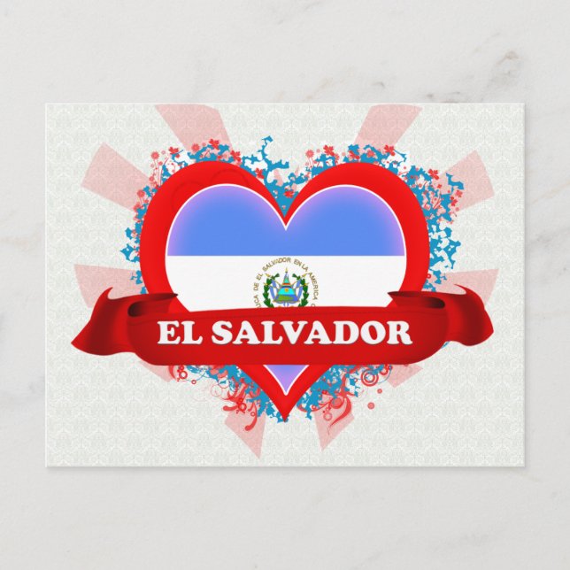Vintag I Liebe El Salvador Postkarte (Vorderseite)