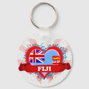 Vintag I Liebe Fidschi Schlüsselanhänger