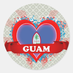 Vintag I Liebe Guam Runder Aufkleber