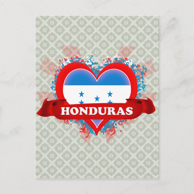 Vintag I Liebe Honduras Postkarte (Vorderseite)