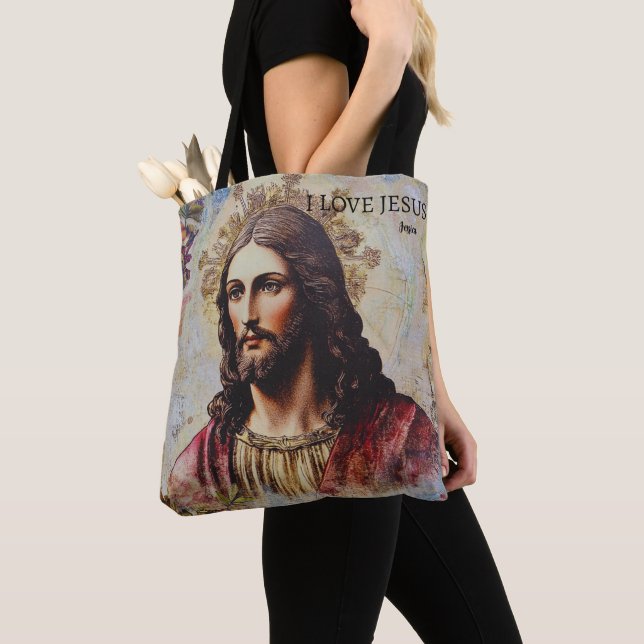 Vintag I Liebe Jesus Personalisierter Name Tasche (Von Nahem)