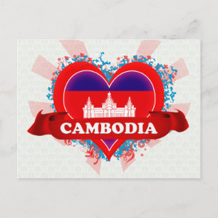 Vintag I Liebe Kambodscha Postkarte