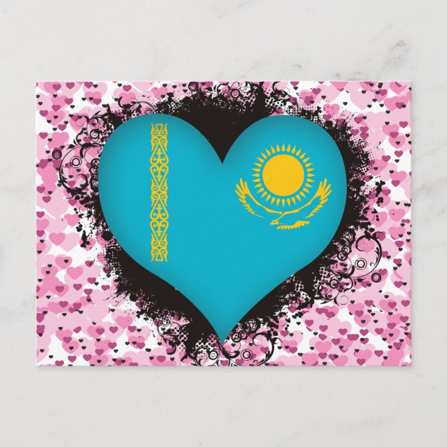 Vintag I Liebe Kasachstan Postkarte (Vorderseite)