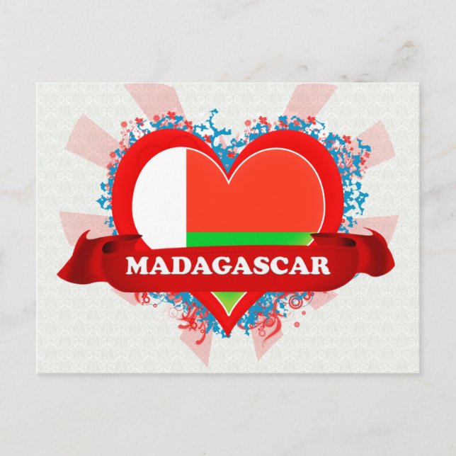 Vintag I Liebe Madagaskar Postkarte (Vorderseite)